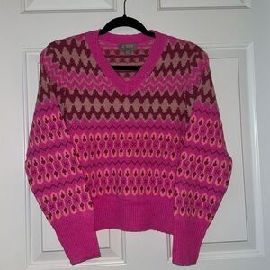 J.Crew Cashmere Cropped Fair Isle Sweater Sz Small